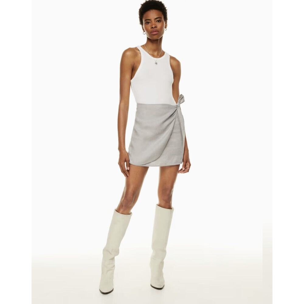 Wilfred Light Gray Wrap Mini Skirt
